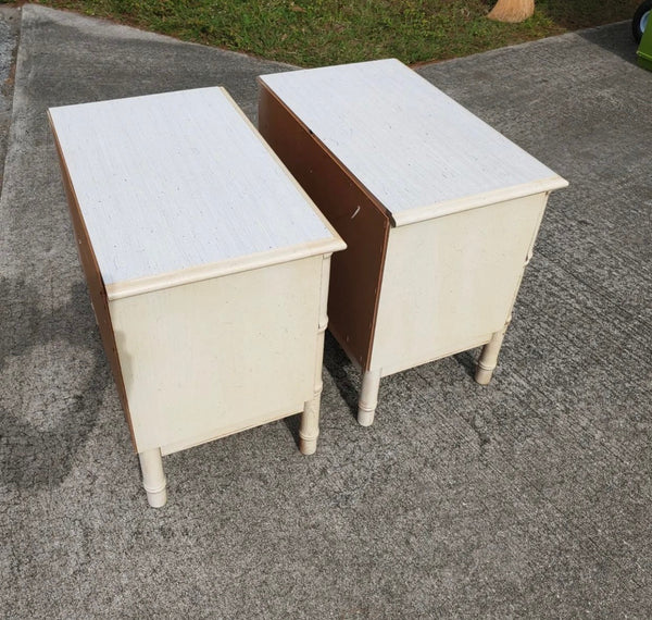 Pair of Faux Bamboo Stanley Style Campaign Nightstand Available for Custom Lacquer