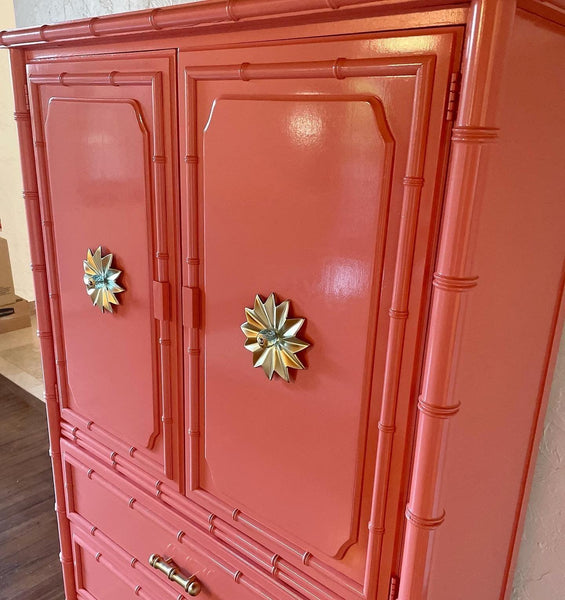 Vintage Dixie "Aloha" Armoire Cabinet/ Bar Available for Custom Lacquer - Hibiscus House
