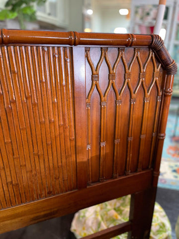 Gorgeous Vintage Dark Brown Faux Bamboo Lattice Queen Headboard Ready to Ship - Hibiscus House