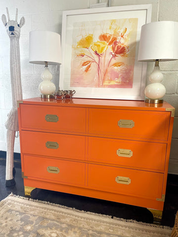 Vintage Campaign Dresser Lacquered Ready to Ship - Hibiscus House