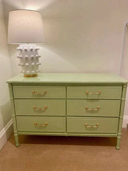 Vintage Classic Faux Bamboo Six Drawer Dresser Available for Custom Lacquer!