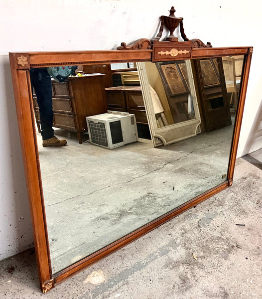 Large Neoclassical Italian- made Plate Glass Hand Carved Mirror Available for Lacquer