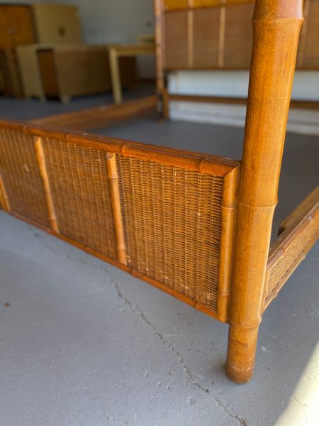 RARE American of Martinsville Canopy Faux Bamboo King Bed Available for Lacquer!!