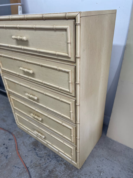 Vintage Dixie Furniture Aloha Collection Faux Bamboo Tallboy Chest Available for Custom Lacquer