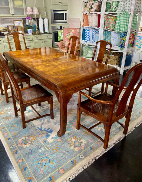 Vintage Henredon 'Folio 15' Ming Dining Table & Six Chairs Ready to Ship
