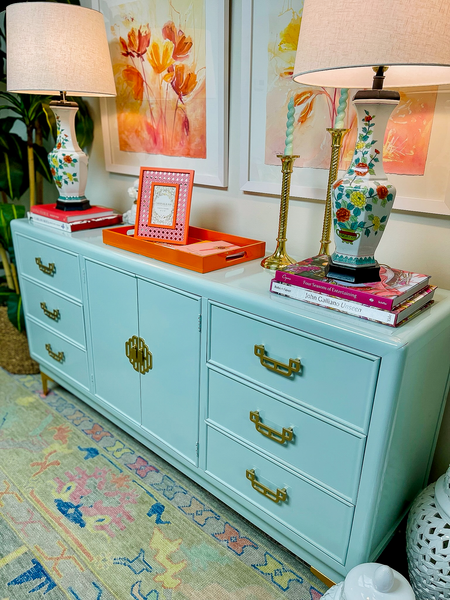 1970's Dixie Furniture Chinoiserie Credenza Ready to Ship