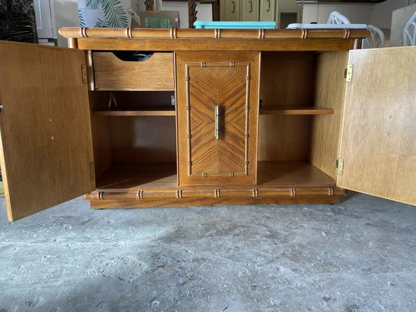 Vintage Faux Bamboo 3 Cabinet Server Available for Lacquer