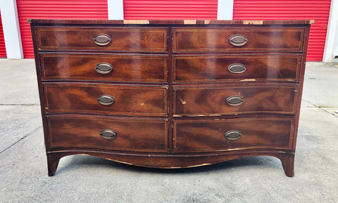 Antique Henredon Bowfront Mahogany Dresser Available for Custom Lacquer