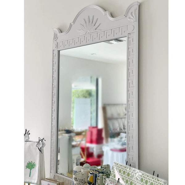 Thomasville Large Greek Key Mirror Lacquered in “Decorators White” Ready to Ship
