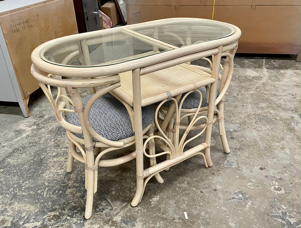 1950s Rattan Honeymoon Table Available for Custom Lacquer! - Hibiscus House