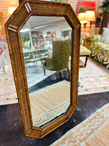 American of Martinsville Oversized Wicker Faux Bamboo Mirror Ready to Ship