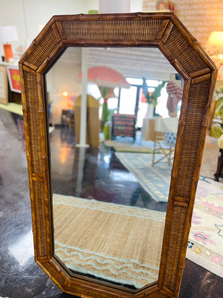 American of Martinsville Oversized Wicker Faux Bamboo Mirror Ready to Ship