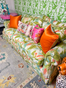 Vintage Palm Beach Regency Custom Upholstered Sofa Ready to Ship