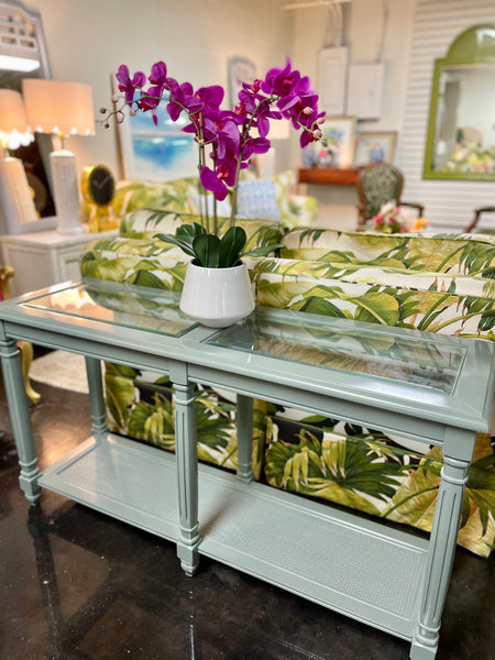 Glass Top Console Table Lacquered - Hibiscus House