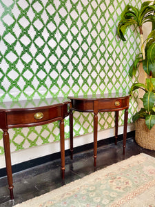 Pair of Demi lune Console Tables by The Bombay Company