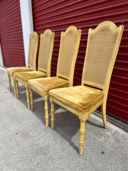 Vintage Stanley Furniture Cane Back Dining Chairs Available for Custom Lacquer!