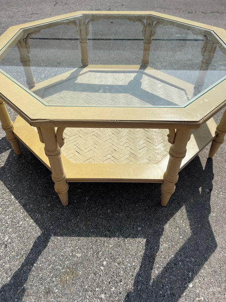 Vintage Faux Bamboo Octagonal Coffee Table Available for Custom Lacquer