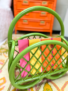 Vintage Magazine Rack Lacquered in Lime Twist Ready to Ship!