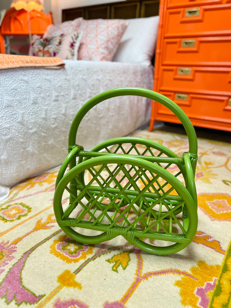 Vintage Magazine Rack Lacquered in Lime Twist Ready to Ship!
