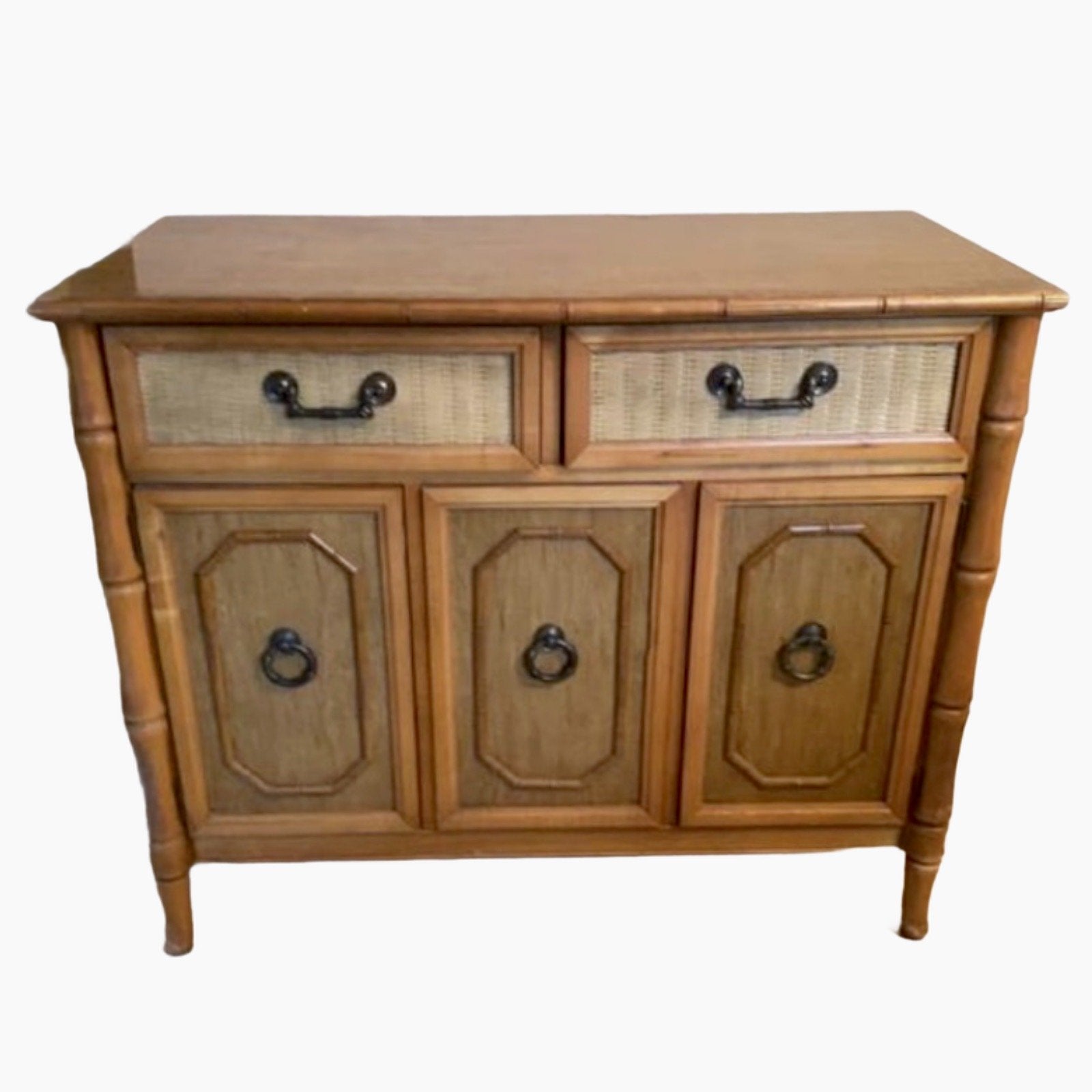 Vintage Broyhill Furniture Faux Bamboo Server - Hibiscus House