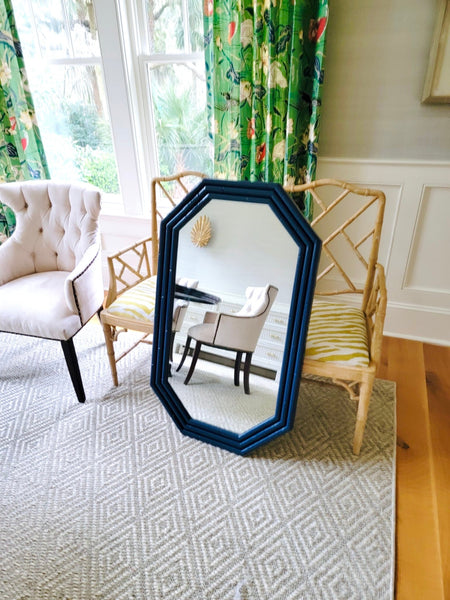 Lea Furniture Faux Bamboo Octagon-Shaped Bamboo Mirror Available for Lacquer