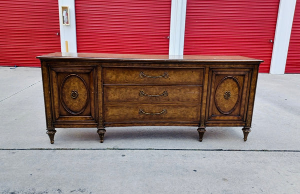 Vintage Ornate Long Dresser with Beautiful Bow Hardware Available for Custom Lacquer