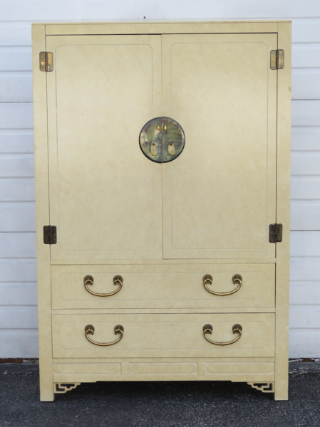 Vintage White Furniture Co Hollywood Regency Style Armoire Available for Custom Lacquer