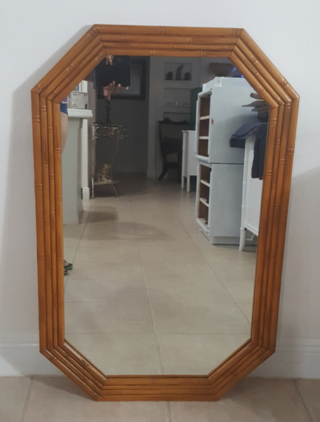 Vintage Lea Furniture Faux Bamboo Octagonal Mirror Available for Custom Lacquer