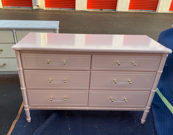 Vintage Faux Bamboo Classic Six Drawer Dresser Available for Custom Lacquer!