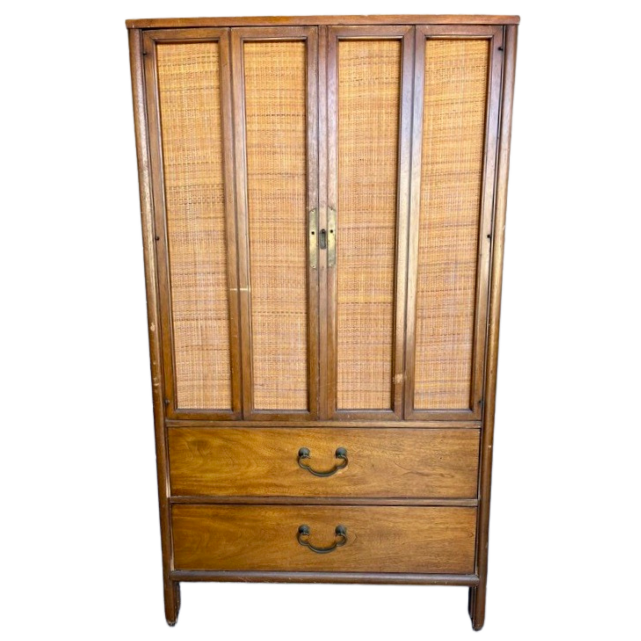 Vintage Raffia Chinoiserie Highboy Linen Press Available for Custom Lacquer