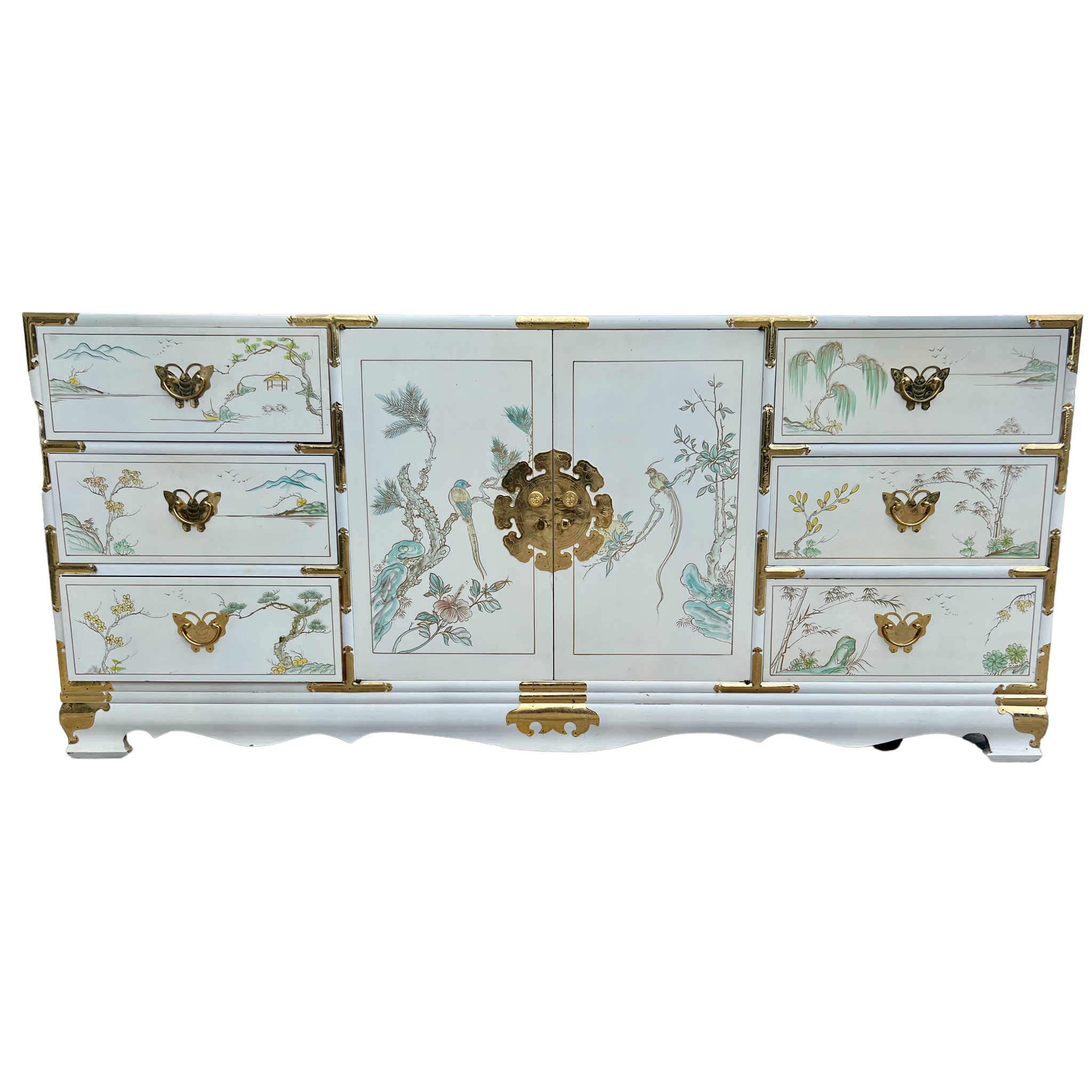 Vintage Korean Tansu Style Chinoiserie Credenza Available for Custom Lacquer
