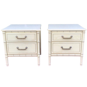 Classic Vintage Faux Bamboo Nightstand Pair Available for Lacquer