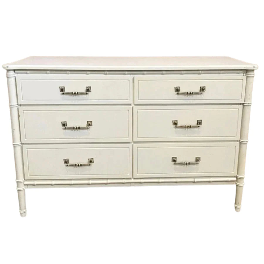 Vintage Classic Faux Bamboo Double Six Drawer Dresser Available for Custom Lacquer