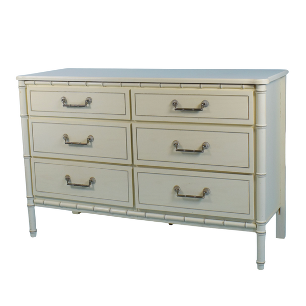 Vintage Classic Faux Bamboo Six Drawer Dresser Available for Custom Lacquer