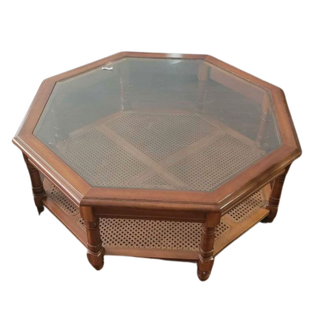 Vintage Mersman Faux Bamboo Beveled Glass Coffee Table Available for Lacquer