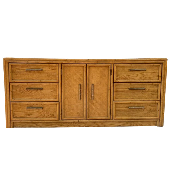 Vintage Faux Bamboo Lea Furniture Credenza Available for Custom Lacquer
