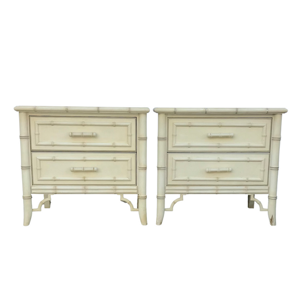 Dixie Aloha Vintage Faux Bamboo Nightstand Pair Available for Lacquer