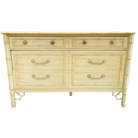 Vintage Thomasville Allegro Faux Bamboo Double Dresser Available for Custom Lacquer