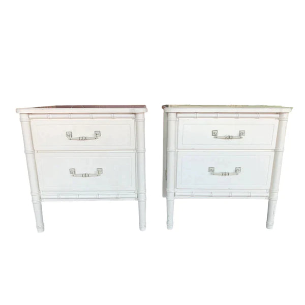 Vintage Classic Pair of Faux Bamboo Nightstands Available for Custom Lacquer!