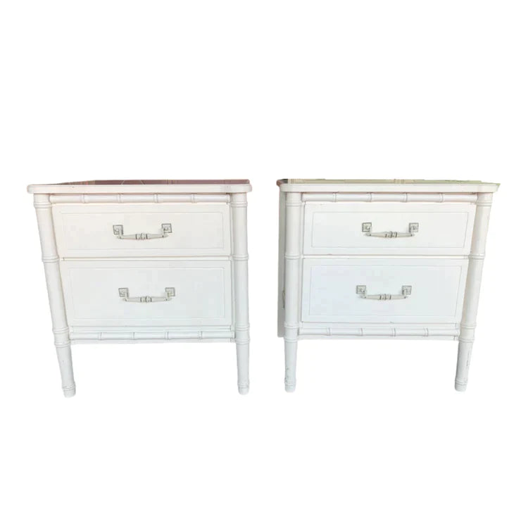 Vintage Classic Faux Bamboo Nightstand Pair Available for Custom Lacquer