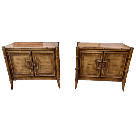 Vintage Stanley Furniture Faux Bamboo Nightstands Available for Custom Lacquer - Hibiscus House