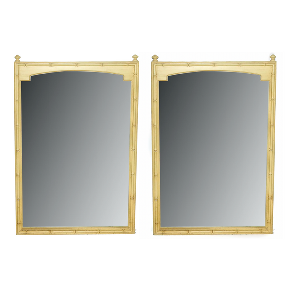 Vintage Thomasville Allegro Faux Bamboo Mirror Pair with Finials