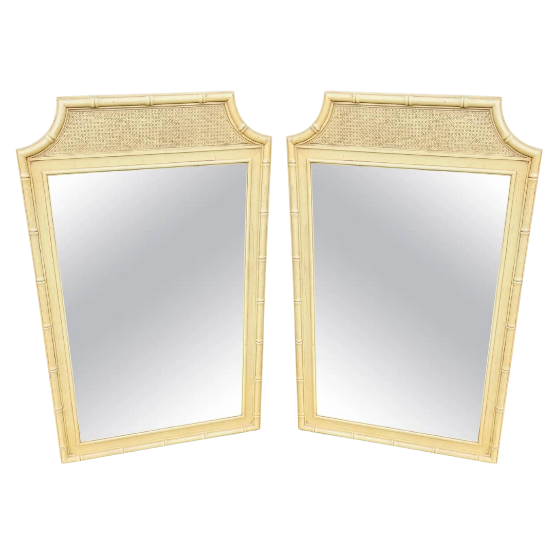 Vintage Stanley Furniture Faux Bamboo Mirror Pair Available for Custom Lacquer