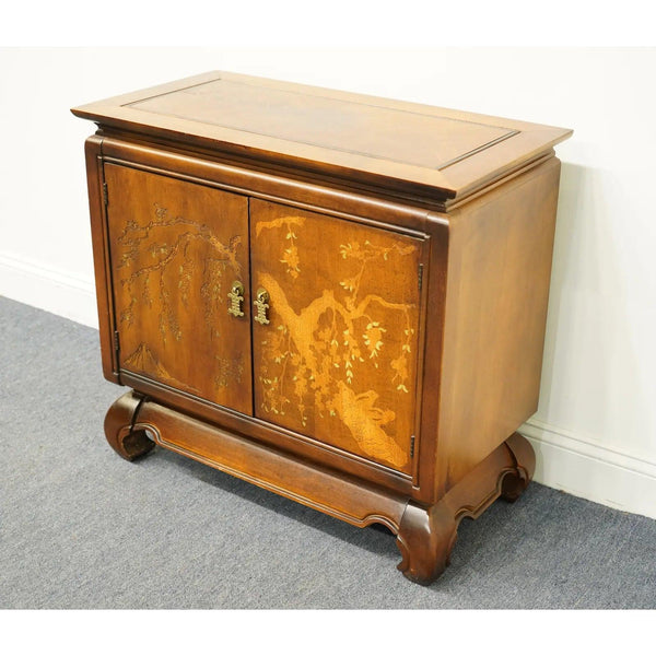 Vintage Asian Chinoiserie Cabinet Front Nightstand Pair Available for Custom Lacquer