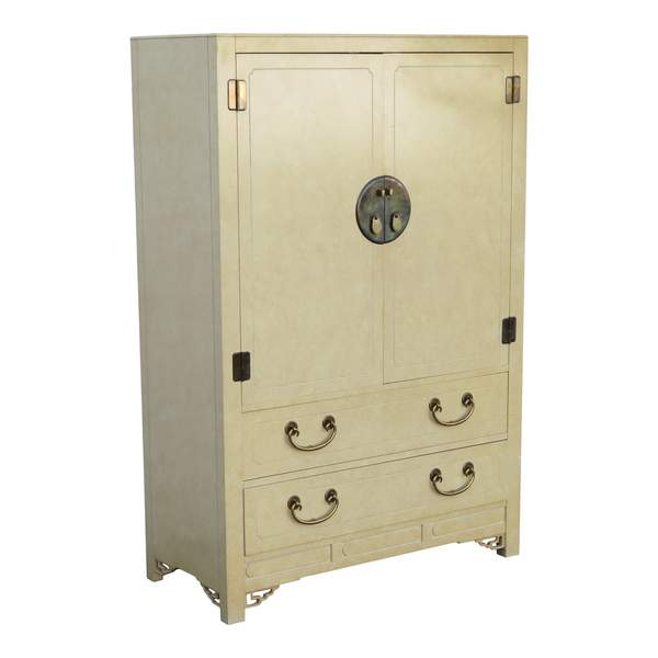 Vintage White Furniture Co Hollywood Regency Style Armoire Available for Custom Lacquer