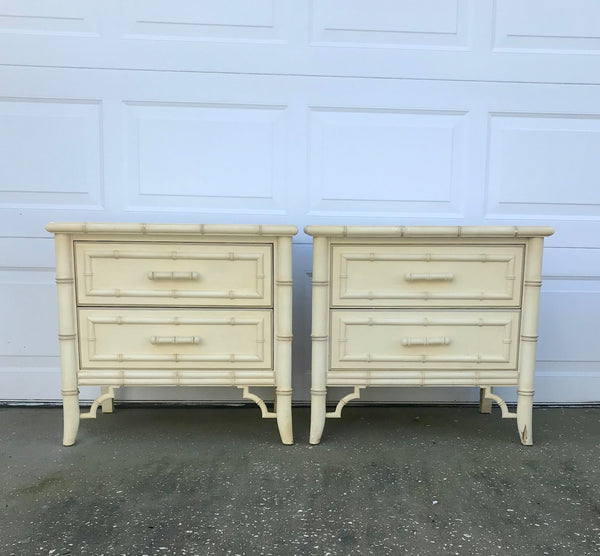 Dixie Aloha Vintage Faux Bamboo Nightstand Pair Available for Lacquer
