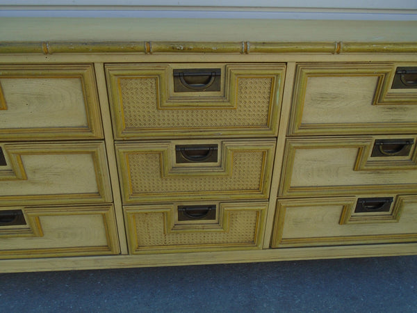 Vintage Stanley Furniture Faux Bamboo Nine Drawer Dresser