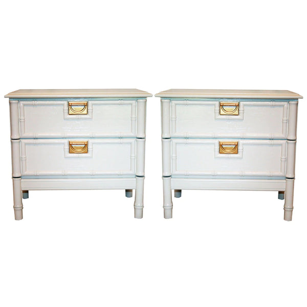 Pair of Faux Bamboo Stanley Style Nightstands Available for Custom Lacquer