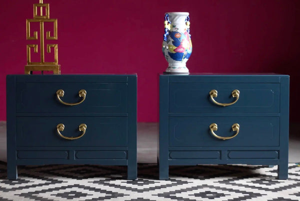 Pair of Chinoiserie Nightstands by White Furniture Co. Raw and Available for Lacquer