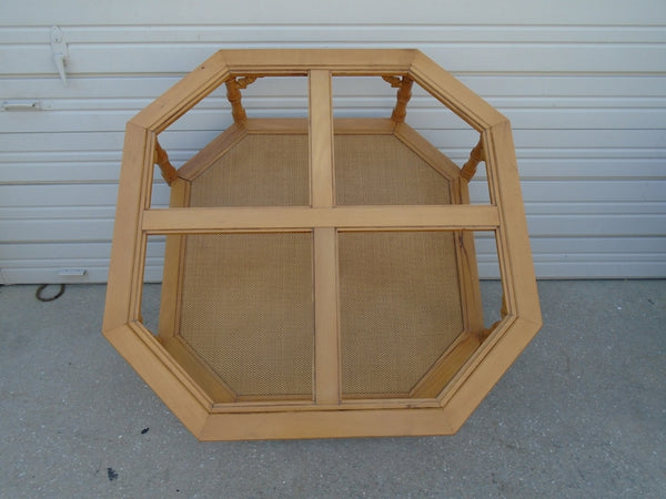 Vintage Mersman Furniture Faux Bamboo Octagonal Beveled Glass Coffee Table Available for Lacquer